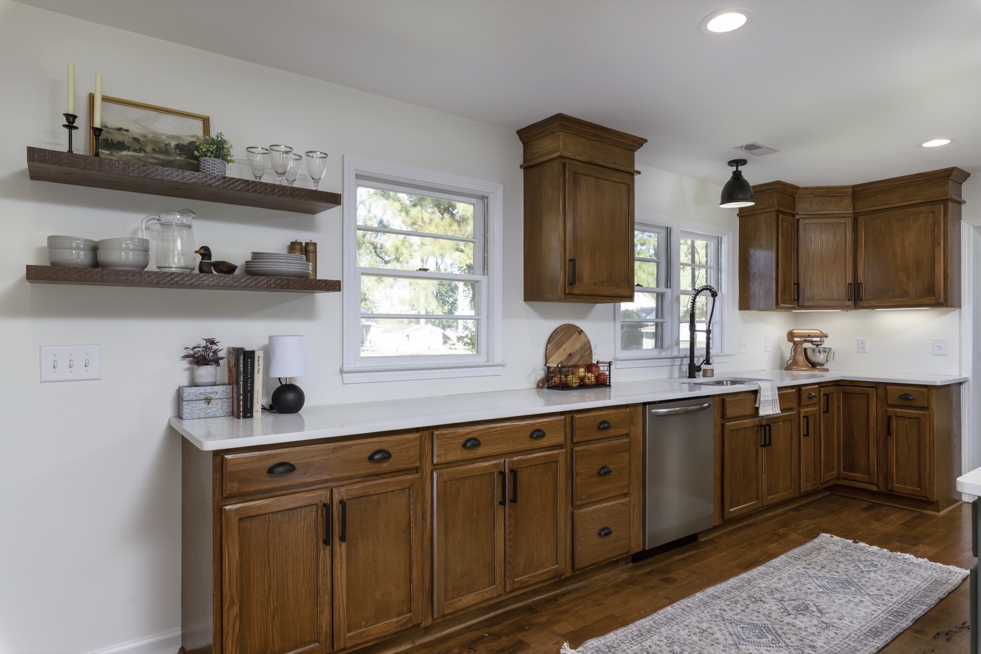 Oak Kitchen with Open Shelving